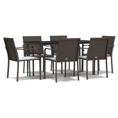 vidaXL Set Pranzo da Giardino 7 pz con Cuscini in Polyrattan e Acciaio