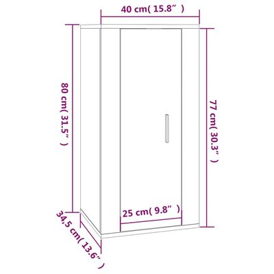 vidaXL Mobile Porta TV a Parete Grigio Sonoma 40x34,5x80 cm