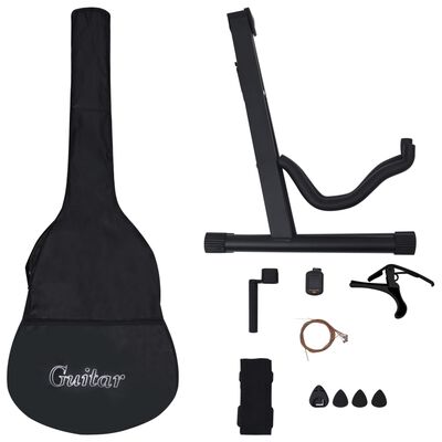 vidaXL Set Chitarra Classica Western 12 pz con 6 Corde Nera 38"