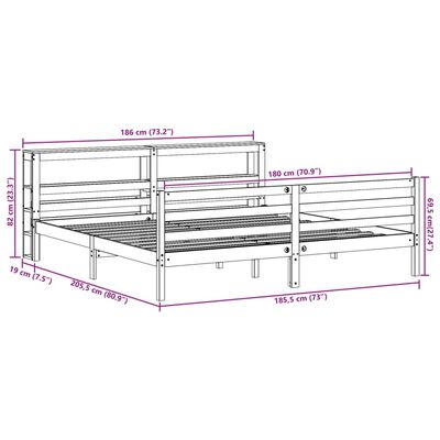 vidaXL Letto senza Materasso Bianco 180x200 cm Legno Massello di Pino