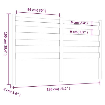 vidaXL Testiera per Letto Grigia 186x4x100cm in Legno Massello di Pino