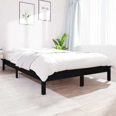 vidaXL Giroletto Nero 140x190 cm in Legno Massello di Pino