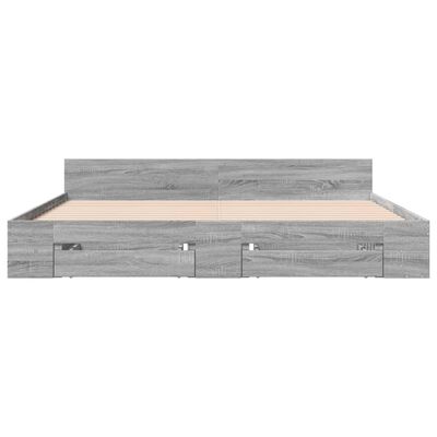 vidaXL Giroletto Cassetti Grigio Sonoma 180x200 cm Legno Multistrato