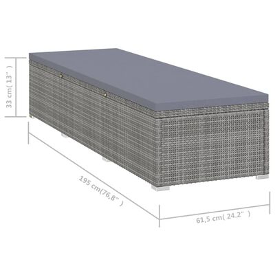 vidaXL Lettino Prendisole con Cuscino e Tavolino in Polyrattan Grigio