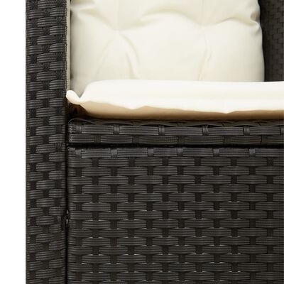 vidaXL Set da Bistrò 3 pz con Cuscini Nero Polyrattan e Legno Acacia