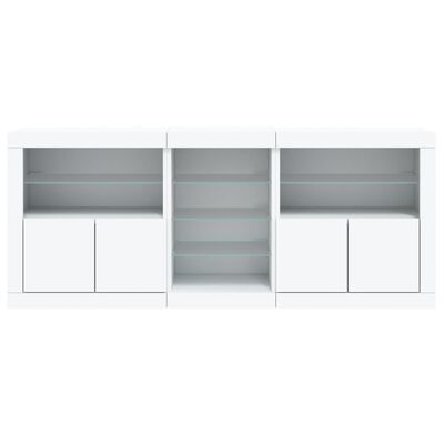 vidaXL Credenza con Luci LED Bianca 162x37x67 cm