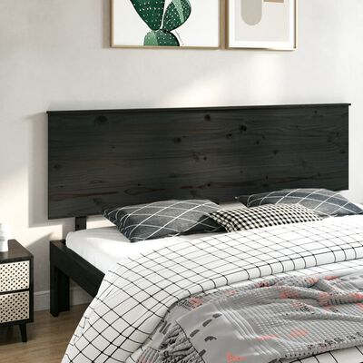 vidaXL Testiera per Letto Nera 204x6x82,5 cm in Legno Massello di Pino