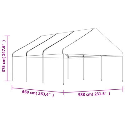 vidaXL Gazebo con Tetto Bianco 6,69x5,88x3,75 m in Polietilene