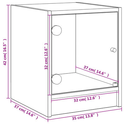 vidaXL Comodini con Ante in Vetro 2pz Grigio Sonoma 35x37x42 cm