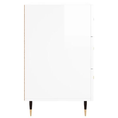 vidaXL Comodino Bianco Lucido 40x40x66 cm in Legno Multistrato