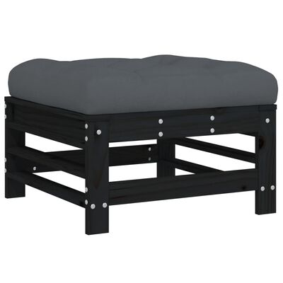 vidaXL Set Divani da Giardino 6 pz con Cuscini in Legno Massello Nero