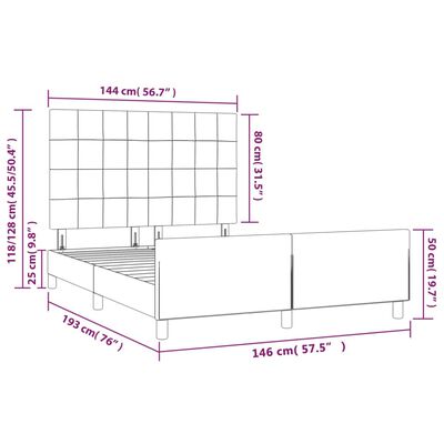 vidaXL Giroletto con Testiera Grigio Scuro 140x190 cm in Velluto