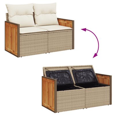 vidaXL Set Divani da Giardino 7 pz con Cuscini Beige in Polyrattan