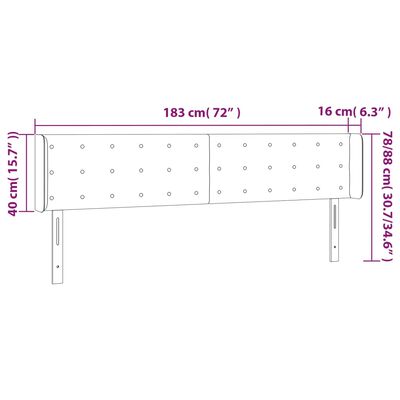 vidaXL Testiera Cappuccino a LED 183x16x78/88 cm in Similpelle