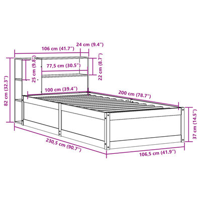 vidaXL Giroletto senza Materasso Bianco 100x200 cm Legno Massello Pino