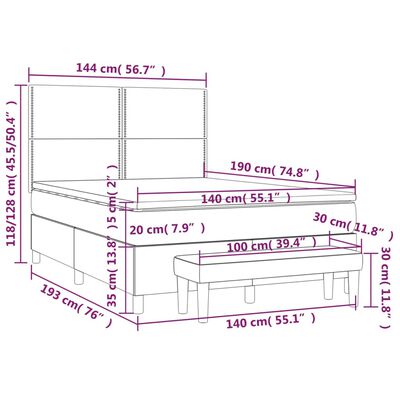 vidaXL Giroletto a Molle con Materasso Cappuccino 140x190cm Similpelle