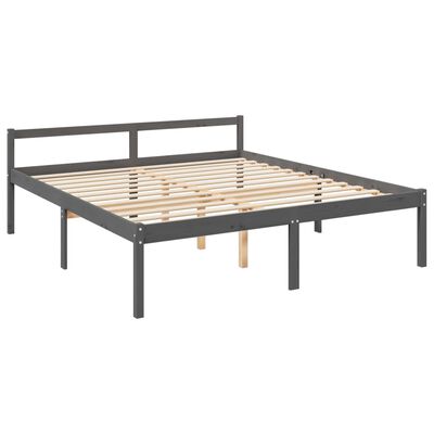 vidaXL Letto per Anziani con Testiera Grigio 200x200 cm Legno Massello