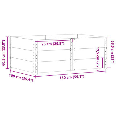 vidaXL Paretali per Pallet 3 pz Neri 150x100cm Legno Massello di Pino