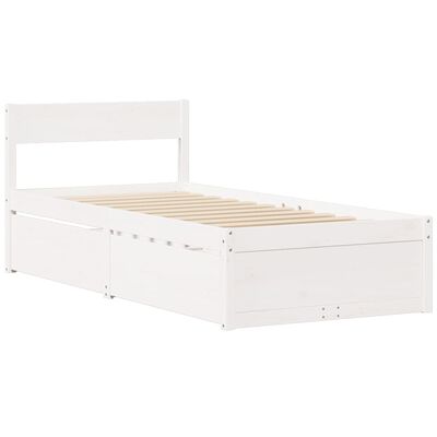 vidaXL Letto Cassetti e Materasso Bianco 90x190 cm Legno Massello Pino