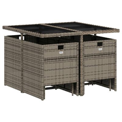 vidaXL Set da Pranzo da Giardino 9 pz con Cuscini in Polyrattan Grigio