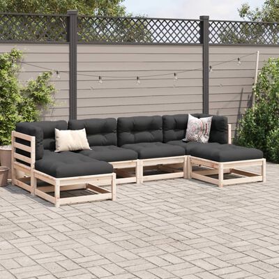 vidaXL Set Divani Giardino 6 pz con Cuscini in Legno Massello di Pino