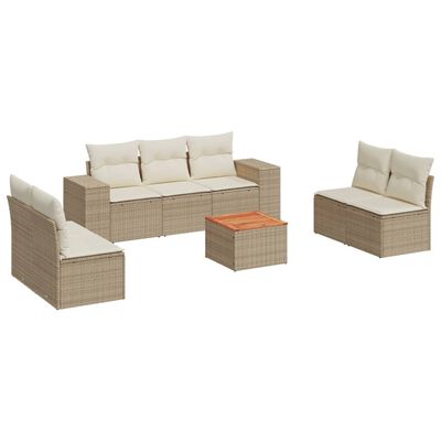 vidaXL Set Divano da Giardino 8 pz con Cuscini Beige in Polyrattan