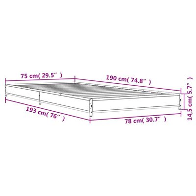 vidaXL Giroletto Grigio Sonoma 75x190cm in Legno Multistrato e Metallo