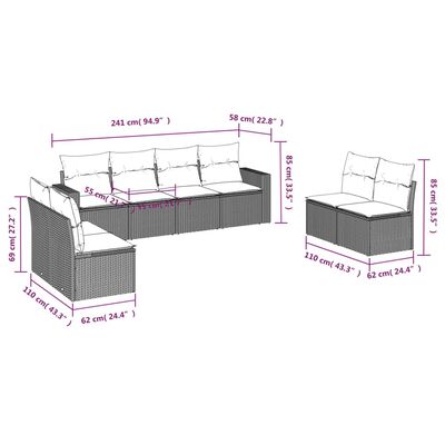 vidaXL Set Divano da Giardino 8 pz con Cuscini Grigio in Polyrattan