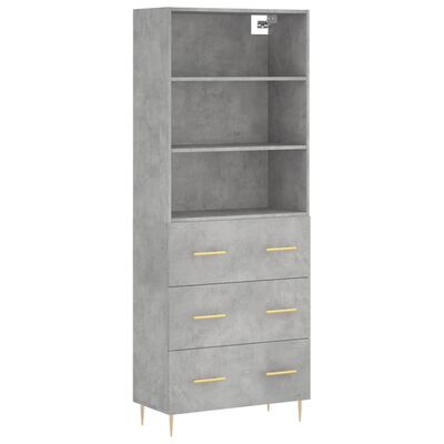 vidaXL Credenza Grigio Cemento 69,5x34x180 cm in Legno Multistrato