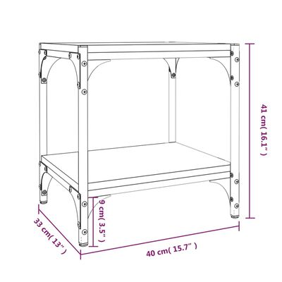 vidaXL Mobile TV Rovere Fumo 40x33x41 cm Legno Multistrato e Acciaio