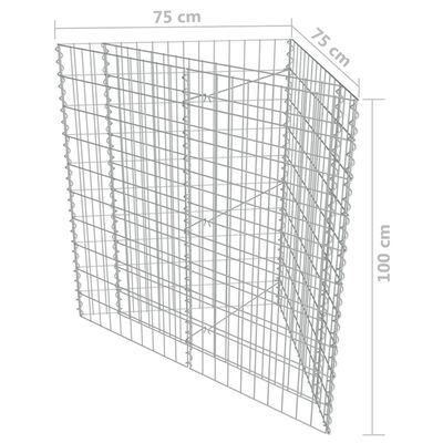 vidaXL Gabbione Letto Rialzato in Acciaio Zincato 75x75x100 cm