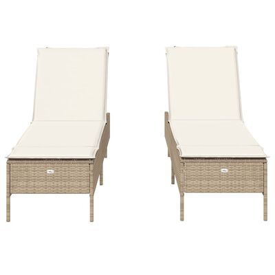 vidaXL Lettini Prendisole 2 pz con Cuscini Beige in Polyrattan