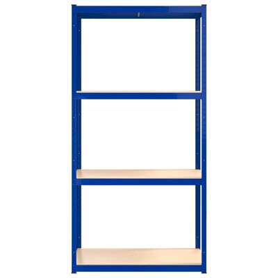 vidaXL Scaffali a 4 Ripiani 3 pz Blu in Acciaio e Legno Multistrato