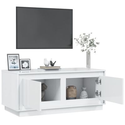 vidaXL Tavolino da Salotto Bianco Lucido 102x50x44cm Legno Multistrato