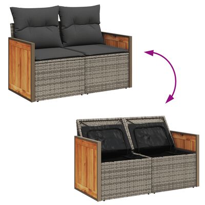 vidaXL Set Divano da Giardino 9 pz con Cuscini Grigio in Polyrattan