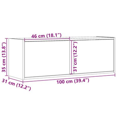 vidaXL Mobile TV a Parete con Luci LED Grigio Cemento 100x31x35 cm