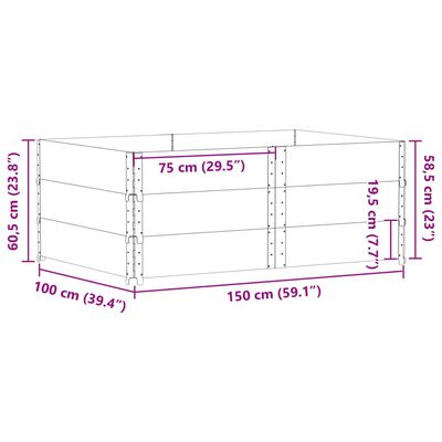 vidaXL Fioriera da Giardino Marrone 150x100 cm Legno Massello di Pino