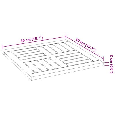 vidaXL Piano per Tavolo 50x50x2 cm Quadrato Legno Massello di Acacia