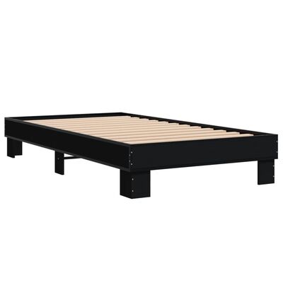 vidaXL Giroletto Nero 90x200 cm in Legno Multistrato e Metallo