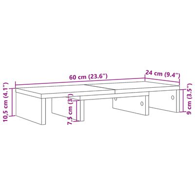 vidaXL Supporto Monitor Regolabile Legno 60x24x10,5cm Truciolato