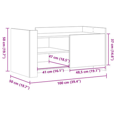 vidaXL Tavolino Salotto Grigio Sonoma 100x50x50 cm Legno Multistrato