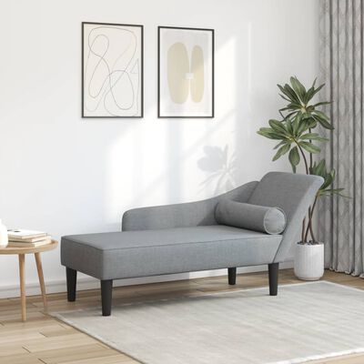 vidaXL Chaise Longue con Cuscini Grigio Chiaro in Tessuto