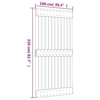 vidaXL Porta Scorrevole con Set Hardware 100x210cm Legno Massello Pino