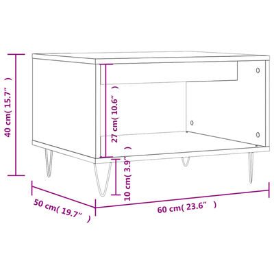 vidaXL Tavolino da Salotto Grigio Sonoma 60x50x40 cm Legno Multistrato