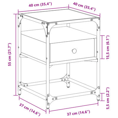 vidaXL Comodino Grigio Sonoma 40x40x55 cm in Legno Multistrato