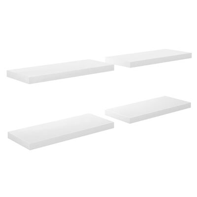 vidaXL Scaffali a Parete 4 pz Bianco Lucido 60x23,5x3,8 cm in MDF