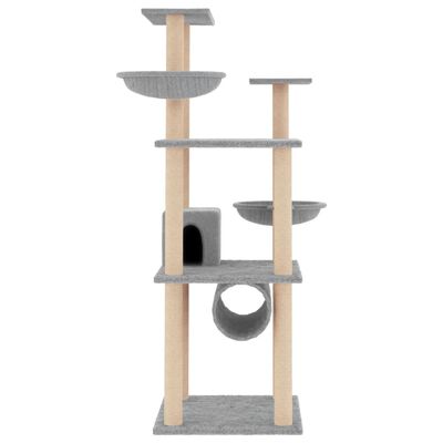 vidaXL Albero per Gatti con Tiragraffi in Sisal Grigio Chiaro 141 cm