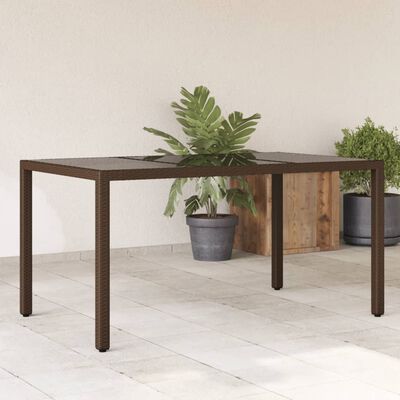 vidaXL Tavolo Giardino Piano in Vetro Marrone 150x90x75 cm Polyrattan