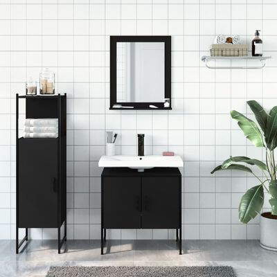 vidaXL Set di Mobili da Bagno 3 pz Nero in Legno Multistrato