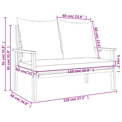 vidaXL Set Salotto da Giardino 5 pz con Cuscini Legno Massello Acacia